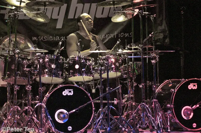 Jonathan Phillip 'Sugarfoot' Moffett playing DW drums