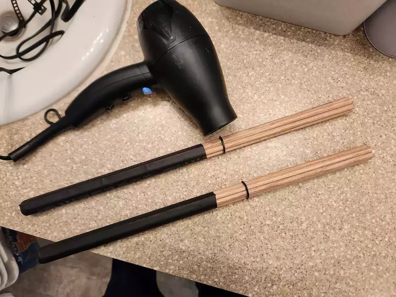 Using a hair dryer to shrink the tubing